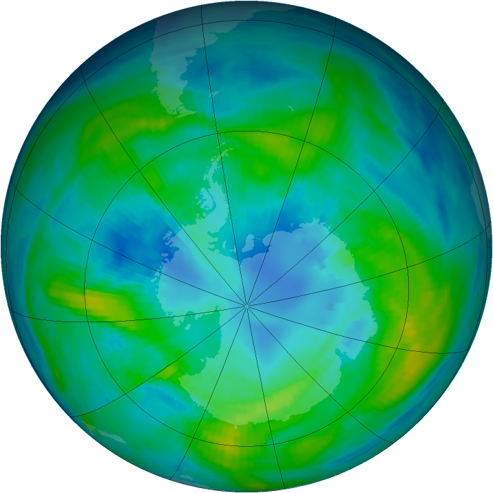 Antarctic ozone map for 10 April 1983